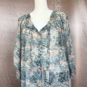 Joie green and grey silk blouse
